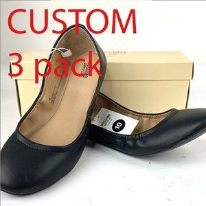 CUSTOM ORDER 3x Women's Ballet Flats Black Size 10